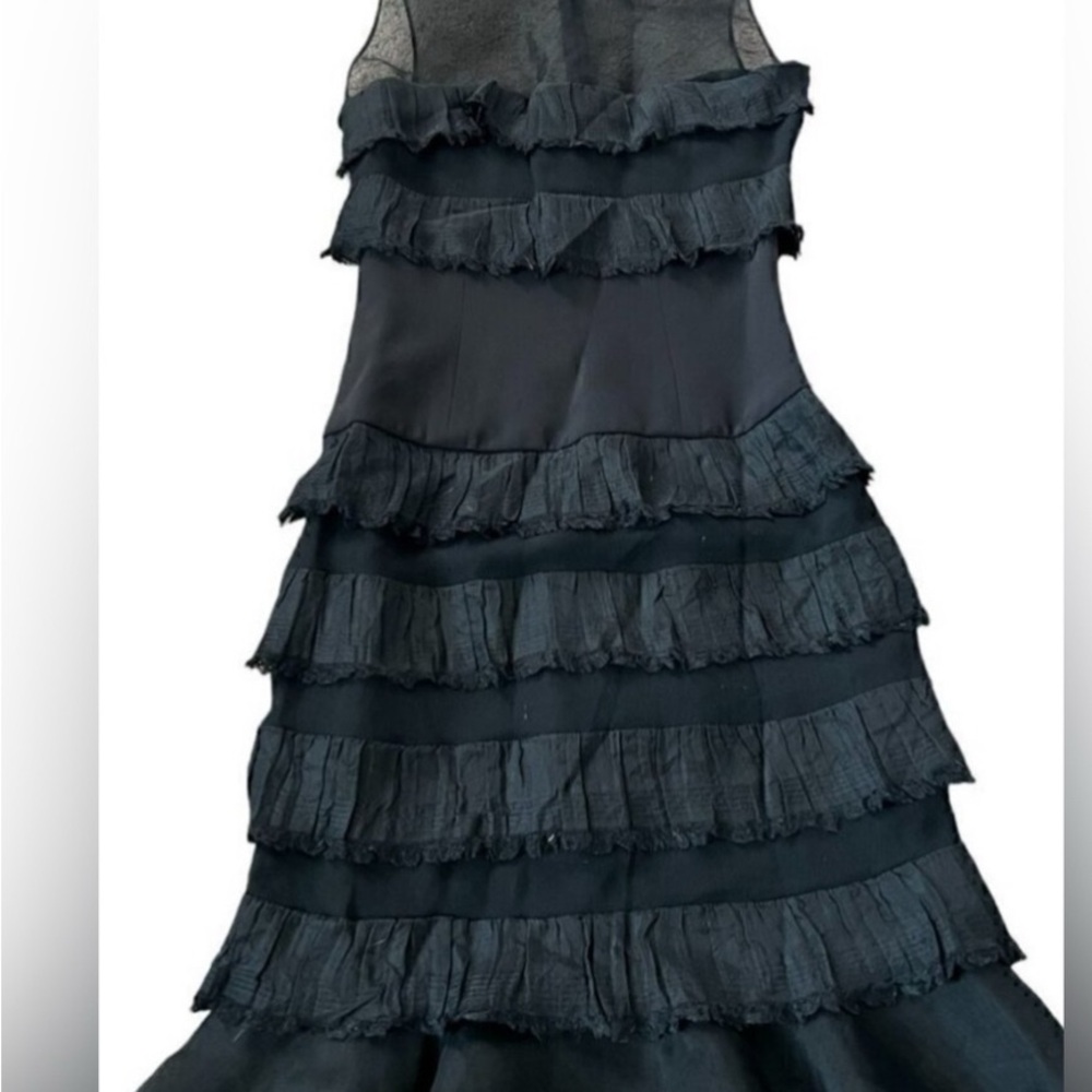 Designer Dress by Carolina Herrera Black Sleeveless Ruffled  Chiffon Dress - Picture 2 of 10